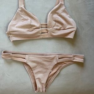 Rose gold bikini, worn once. Paid $300 for top and bottom.